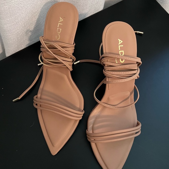 Aldo Nude Lace Up Heels - Picture 2 of 7
